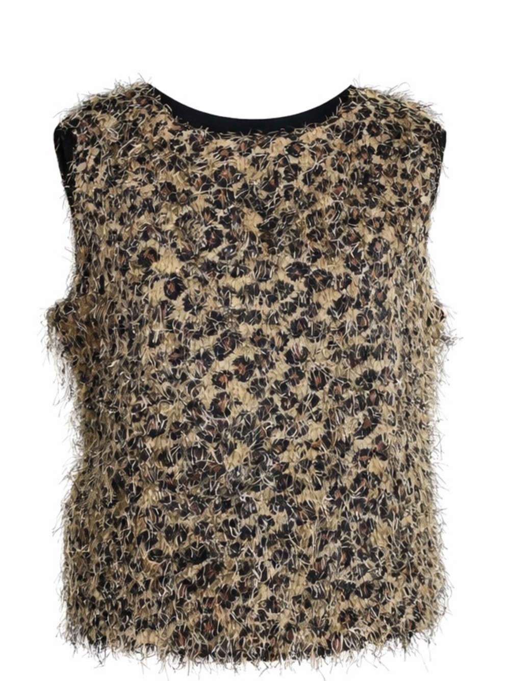 ‎R&K Evening leopard print fringe top size medium